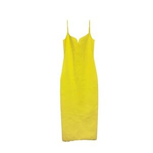 Express Body Contour V-Wire Sleeveless Midi Dress Lemon Yellow Size  S